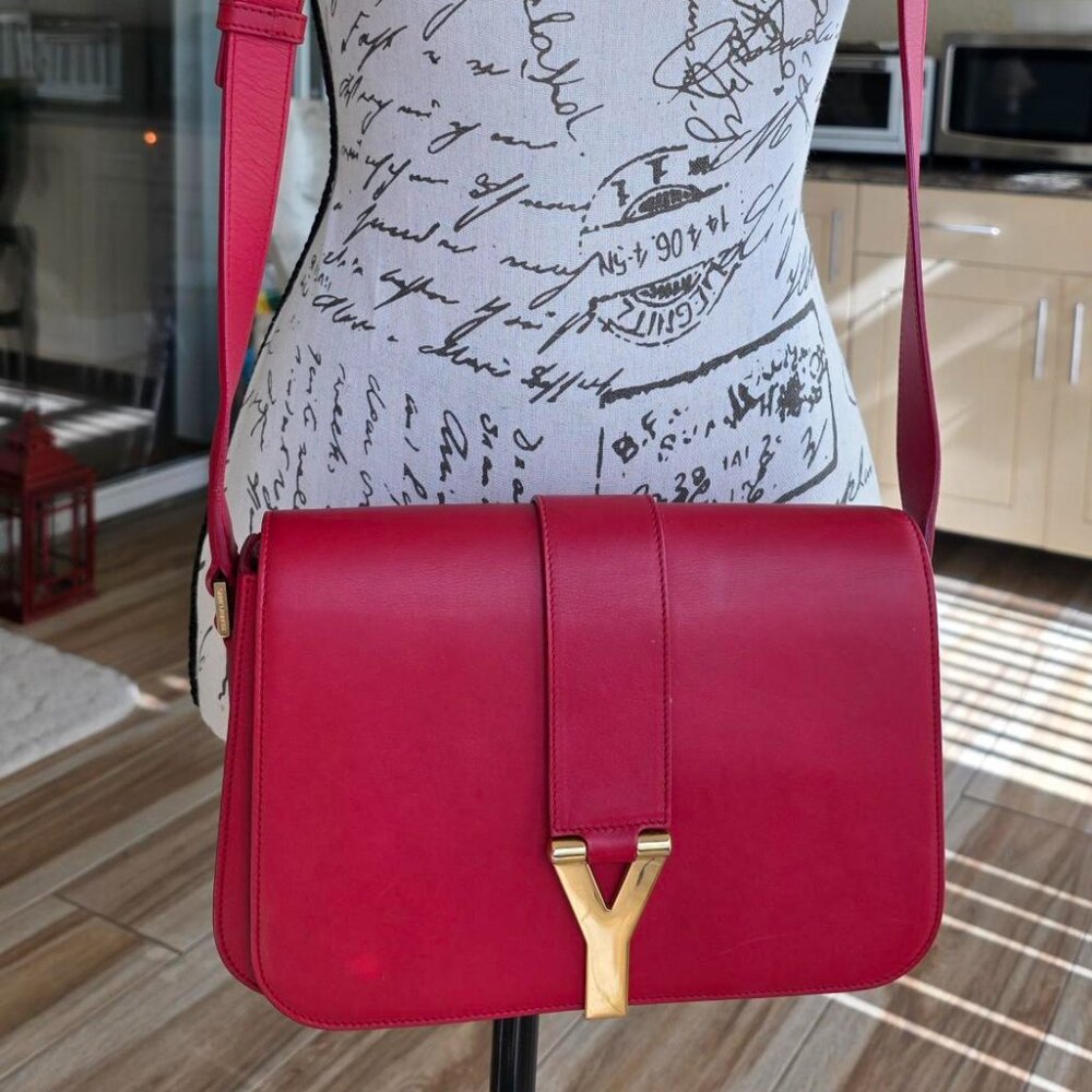 Saint Laurent Red Chyc Y Mini Leather Handbag